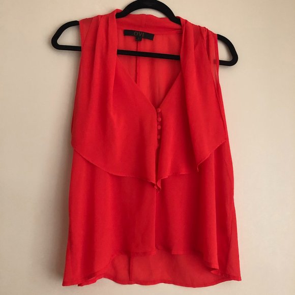 Sheer Sleeveless Blouse in Red/Orange Size Small - Picture 4 of 10